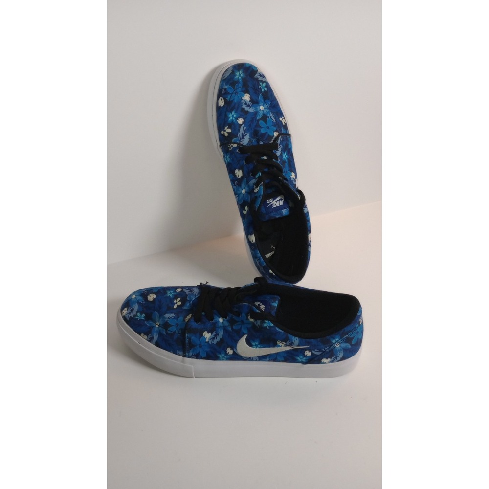 Nike Satire Canvas Mens 10 Blue Floral Skateboarding Sneakers 705193-412